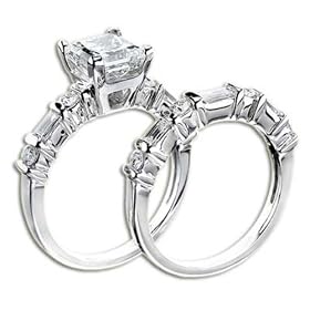 2.33 E VS1 PRINCESS DIAMOND ENGAGEMENT RING SET 18K