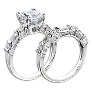 2.33 E VS1 PRINCESS DIAMOND ENGAGEMENT RING SET 18K