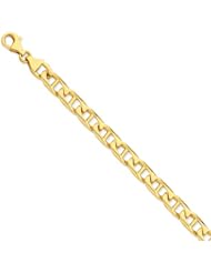 14k Yellow Gold 8in 9mm Hand-polished Anchor Link Chain Bracelet