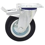 プレスキャスター 自在車（ゴム（B入）車） Wストッパー付 125mm（プレスキャスター）