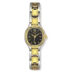 TIMEX Women's Two-Tone Bracelet Watch with Black Dial. Model: T19861