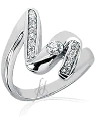 0.35 Ct Round Swirl Channel Set Diamond Fashion Right Hand Ring 14K WHITE GOLD SI