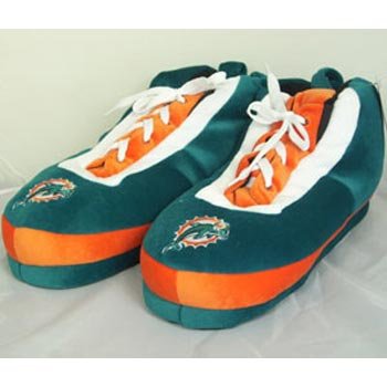 Miami Dolphins NFL Wrapped Logo Plush Sneaker Slippers - XL