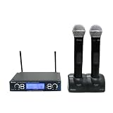 Acesonic UHF-2932 Dual Rechargeable 32-Channel UHF Microphone System with Infrared Sync