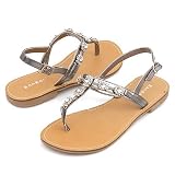 SO COMFY! Sexy Floral Gem Thong FLATS GRAY