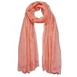 Silk Embroidered Wavy Vine Long Scarf Shawl - Orange