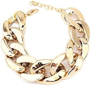 Suravitshop @@Eruner? Women's Wide Chunky Golden Chain Bracelet Golden
