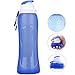 Foldable Silicone Sports Water Bottle BPA Free FDA Approved 100% Food Grade Silicone, Collapsible Unbreakable Leak Proof Reusable Ice Pack 17 Oz 500ml