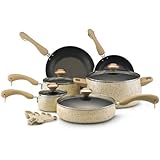 Paula Deen Signature Collection Porcelain Nonstick 15-Piece Cookware Set, Oatmeal Speckle