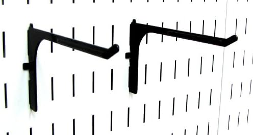 Wall Control Pegboard 6in Reach Extended Slotted Hook Pair - Slotted Metal Pegboard Hooks for Wall Control Pegboard and Slotted Tool Board - Black
