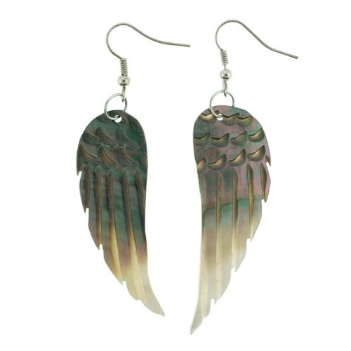 Angel Wing Mother of Pearl Earrings - 2 to 2.5\'\' - Colors May Vary