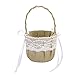 Angelduck Hand-crafted Rustic Burlap Lace Bow Wedding Flower Girl Basket