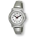 Avalon Women's Fashion Series EZC Low Vision Silver-Tone 1 Button Talking Tapered Expansion Band Watch # 1271SX