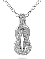 1/10 Carat TW Diamond Knot Pendant in 10K White Gold