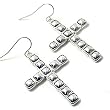 Silvertone Cross Dangle Earrings Fashion Jewelry
