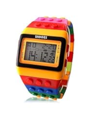 Unique Unisex Men Women Girl Boy Colorful Block Brick Style Digital Wrist Watch