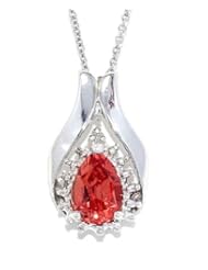 2 Carat Genuine Citrine Pear Shape Diamond Pendant .925 Sterling Silver Rhodium Finish