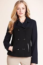 Autograph Double Breasted Short Pea Coat with Wool