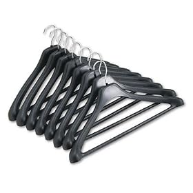Wide Shoulder One-Piece Plastic Hangers, 19-3 4, Black Silver Hook, Pack Of 8 by Generations