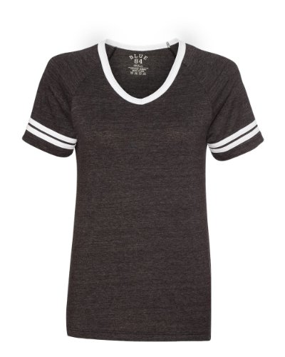 Blue 84 Juniors' Triblend V-Neck Ringer T-Shirt-JTVR