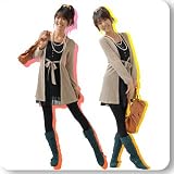 ニットカーディガン×シフォン・レイヤード風ワンピース
