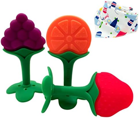 Teenie Greenie Baby Premium Sensory Teething Toys &amp; Organic Cotton Bib Gift Set (Airplanes)