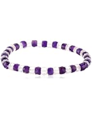 Amethyst and Rose Quartz Rondelle Stretch Bracelet, 7.5"
