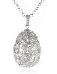 CZ by Kenneth Jay Lane 15 Cttw Pave Cubic Zirconia Egg with Chain Necklace, 36"