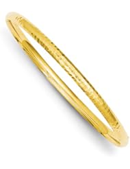 14k Yellow Gold 2/16 Fancy Hammered Hinged Bracelet Bangle. Metal Wt- 3.2g