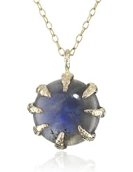 Dyanne Belle "Natura Pendant Collection" 14k Gold Signature Sunflower Textured with Labradorite Pendant Necklace
