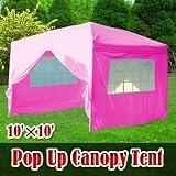 Frugah New Pink 10'x10' POP up Wall Wedding Canopy Party Tent Gazebo with Carry Case