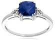10k White or Yellow Gold, September Birthstone, Created Ceylon Sapphire and Diamond Ring