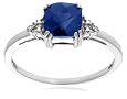 10k White or Yellow Gold, September Birthstone, Created Ceylon Sapphire and Diamond Ring