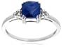10k White Gold, September Birthstone, Created Ceylon Sapphire and Diamond Ring, Size 8