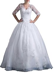 V-neck Elbow Length Sleeves Applique Crystals Crystal Organza  Dress