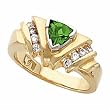 14K Yellow Gold Tsavorite (Green Garnet) and Diamond Ring