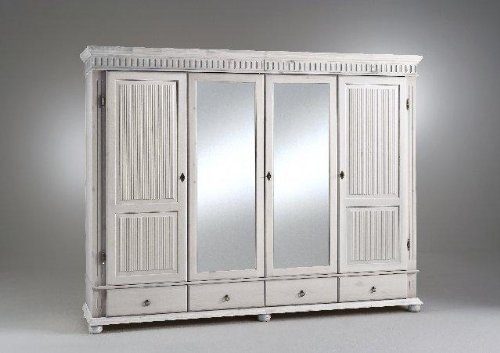 Kleiderschrank HELSINKI 4-trg MAXI 2F mit 2 Spiegel in weiß