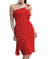 Chiffon One Shoulder Knee Length Natural   Waistline Evening Dress/Prom Dress/Party Dress 