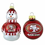 NFL San Francisco 49ers Snowman and Ball Mini Blown Glass Ornaments