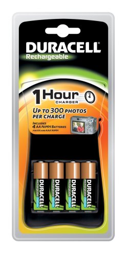 Duracell 1 Hour Charger Including 4 AA Batteries CEF80 Black