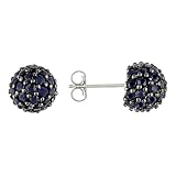 Sterling Silver 3 7/8 ctw Sapphire Ball Earrings