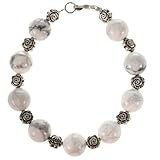 Handmade Howlite Bracelet With Silver Floral Beads