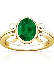 18K Yellow Gold Oval Cut Emerald Solitaire Ring