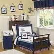 Red, White and Blue Vintage Aviator Airplane Toddler Bedding 5 pc set