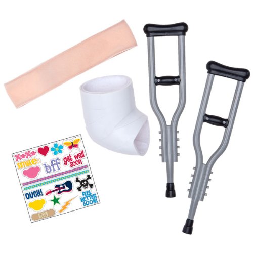 Build a Bear Workshop Teddy Bear Silver Crutches Set 5 pc.