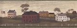 Wallpaper Border Old American Folk Art Colonial Houses