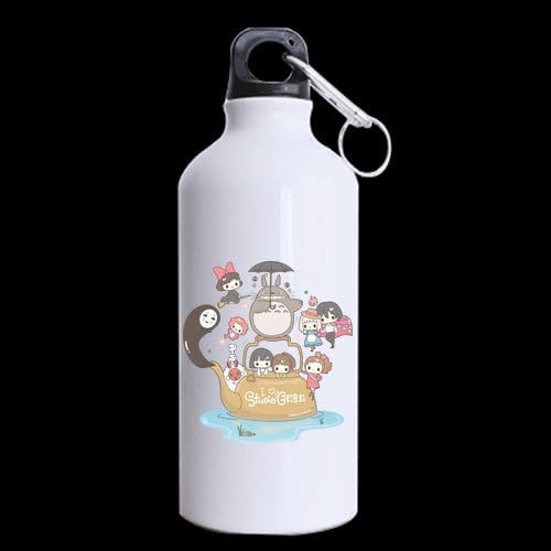 Anime My Neighbor Totoro Customized Personalized Aluminum Sports Bottle Water Bottles White 13.5 OZ Travel Bottle (Two Sides Printed)