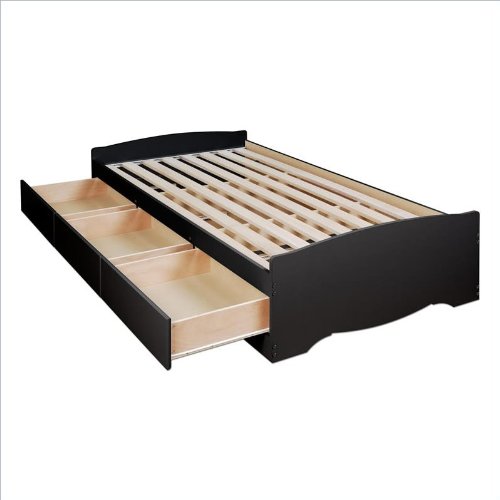 Queen 6 drawer Platform Storage Bed Black