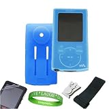 BLUE Silicone Skin Sony Walkman Case for Sony Walkman E340 Series ( NWZ-344 , NWZ-345 , NWZ-343 , ect...) + Sony Walkman Screen Protector + Armband + Belt Clip + Live * Laugh *Love Wrist Band!!!