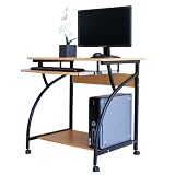 Furinno Rolling Laptop Notebook Computer Desk Table for Your Home Office, Cherry Finish, 76017BG